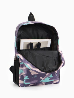 Рюкзак школьный на молнии, с карманами, с принтом, размер 30?13?42 см, тёмно-синий/чёрный