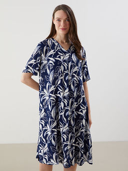 V Yaka ?i?ekli A Kesim Elbise