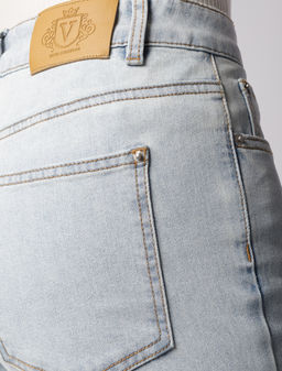 Джинсы-клеш Vilatte D54.261 деним светло-голубые  фото 4
