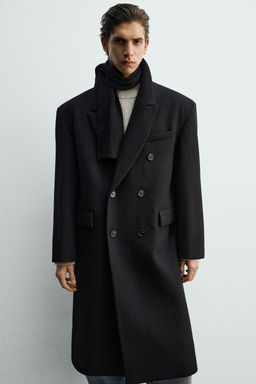 WOOL BLEND OVERSIZE FIT DOUBLE-BREASTED COAT