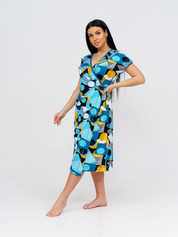 Халат женский, цвет голубой горчичный