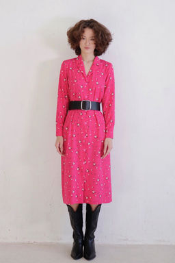 11038 Платье-рубашка с английским воротником малиновое - Martichelli фото 2