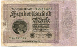 Банкнота 100000 марок 1923 года Германия
