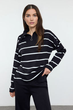 Lacivert Genis Kal?p Fermuarl? Triko Alt-Ust Tak?m TWOAW24AU00025