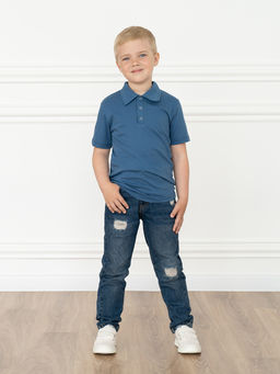 Футболка поло детская джинс 659 (128, 64)