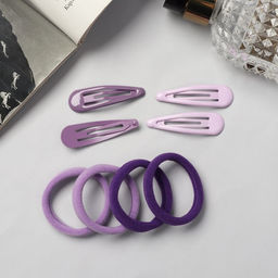 Цена за 2 шт. Набор для волос «Мира», 12 шт.: 4 невидимки 5 см, 8 резинок 3.5 см, сиреневый