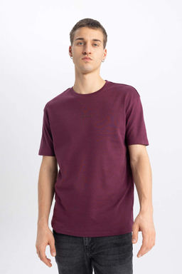 Футболка из плотной ткани с короткими рукавами и круглым вырезом обычного кроя с принтом