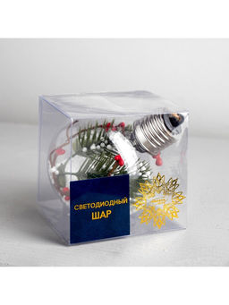 Ёлочный шар Ветка ели, 1 LED, от батареек, свечение тёплое белое - Luazon lighting фото 11