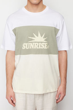 Siyah Oversize/Genis Kesim Yaz? Bask?l? Renk Bloklu %100 Pamuklu K?sa Kol T-Shirt TMNSS24TS00129 - Trendyolmilla фото 12