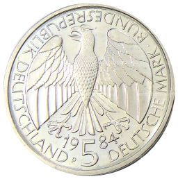 5 марок 1984 года D Германия 150 лет образования немецкого таможенного союза