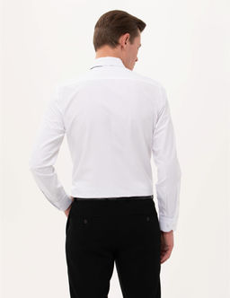 Beyaz Slim Fit Uzun Kollu Basic G_mlek