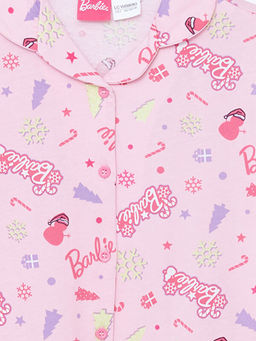 G?mlek Yaka Barbie Bask?l? K?z ?ocuk Pijama Tak?m? - Waikiki фото 3