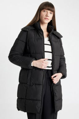 Puffer Sisme Uzun Mont Parka Su Itici Regular Kal?p C?kar?labilir Kapusonlu