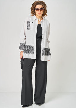 Блуза EVA GRANT 5002 белый в полоску