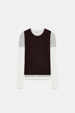 TRIPLE EFFECT LONG SLEEVE T-SHIRT - Zara фото 5