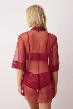 Siyah 3lu Tul Dantel Detayl? Kaps?z Orme Sabahl?k+Ic Camas?r? Tak?m? THMAW26CC00013 - Trendyolmilla фото 14