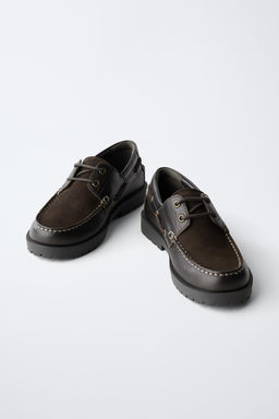 COMBINED LEATHER DECK SHOES - Zara фото 4