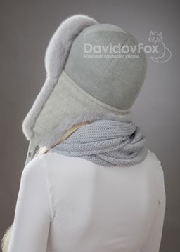 Комплект ушанка трикотаж экомех сапфир косынка