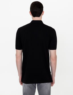 Siyah Regular Fit Polo Yaka Basic Ti__rt