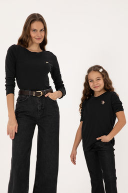 Kad_n Siyah Slim Bisiklet Yaka Basic Sweatsh_rt