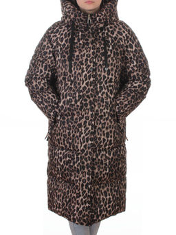 24-801 BROWN/LEOPARD Пальто зимнее женское (200 гр. холлофайбер) - Fashion фото 3