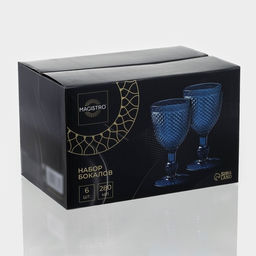 Бокалы для вина Magistro Вилеро, 280 мл, набор 6 шт., стекло, синие  фото 7