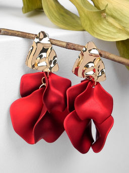 Серьги ассорти Ветер мятые треугольники, цвет красно-золотой