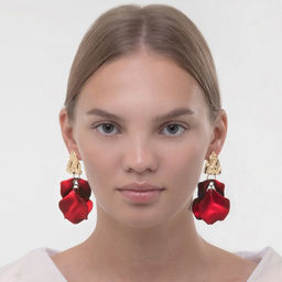 Серьги ассорти Ветер мятые треугольники, цвет красно-золотой - Qf фото 2