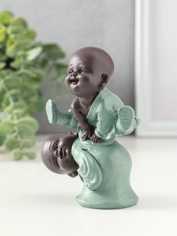 Сувенир полистоун "Маленькие будды - игра в чехарду" зелёно-коричневый 4,7х9,3х11 см