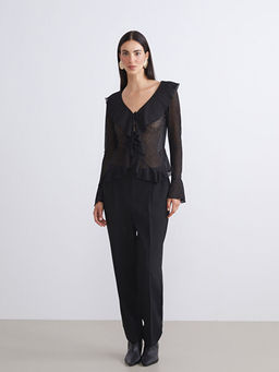 Loose Fit Kad?n Pileli Pantolon