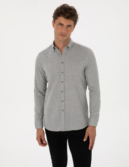 Gri Slim Fit Uzun Kollu G_mlek