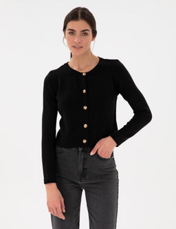 Siyah Crop Top Triko H_rka