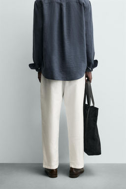 PANTAL?N RELAXED FIT ALGOD?N - LINO / Blanco roto - Zara фото 3