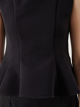 Bisiklet Yaka Peplum Bluz