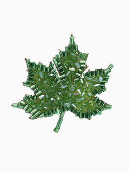 Брошь «Лист» кленовый, стеклярус, цвет зелёный в золоте