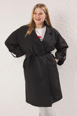 Trendyolmilla Bej Oversize Kusakl? Su Itici Uzun Trenckot TWOAW24TR00019  фото 31