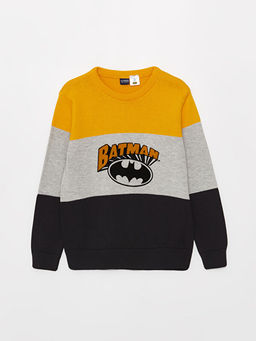 Bisiklet Yaka Batman Desenli Uzun Kollu Erkek ?ocuk Triko Kazak