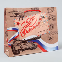 Цена за 2 шт. Пакет подарочный ламинированный, упаковка, С 23 февраля, ML 25?21?8 см