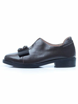 03-DA75-4 DARK GRAY Лоферы женские (натуральная кожа)