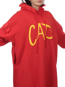 2247 RED Толстовка-платье женская (85% хлопок, 10% полиэстер, 5% спандекс) - Fashion фото 3