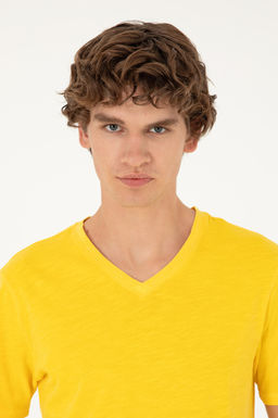 Мужская желтая базовая футболка - U.s. polo assn фото 2