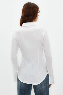 TRENDYOLMILLA Haki Dokulu Fitted Bele Oturan Dokuma Gomlek TWOSS24GO00002 фото 14