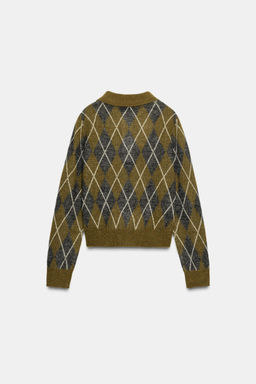 DIAMOND KNIT POLO JUMPER - Zara фото 6
