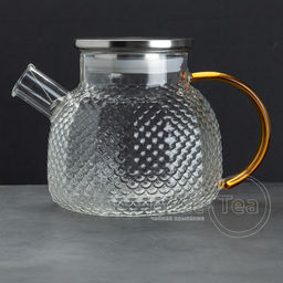 Чайник, стекло 900 мл, желтая ручка - Fujian Province Guang Fu Tea фото 3
