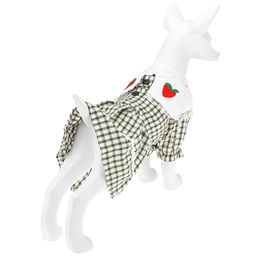 Пэт тойс (Pet toys) Одежда для собаки Платье с вышивкой, с кружевом, на кнопках р-р XL, длина спинки 34см/обхват груди 42см/обхват шеи 32см, цвет-хаки, 100% полиэстер (Китай) - Домашняя мода фото 3