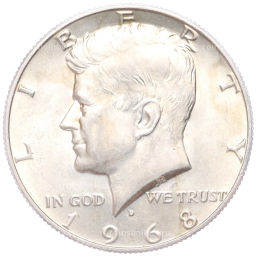 Монета 1/2 доллара (50 центов) 1968 года D США