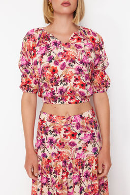 Cok Renkli Bask?l? Viskon Dokuma Bluz TWOSS24BZ00474 - Trendyolmilla фото 4