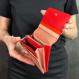 Итальянский кожаный кошелек DuDu серии Flores | огненно-красный - Dudubags фото 8