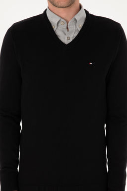 Erkek Slim Fit V Yaka Siyah Basic Kazak - U.s. polo assn фото 6
