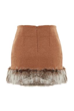 TRENDYOLMILLA Limited Edition Camel Etek Ucu Pelus Detayl? Super Mini Dokuma Etek TWOAW23ET00300  фото 8